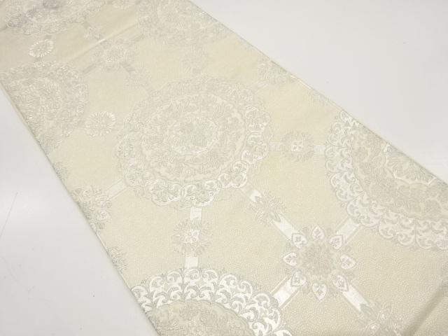 JAPANESE KIMONO / ANTIQUE FUKURO OBI / SILK / WOVEN FLOWER CREST